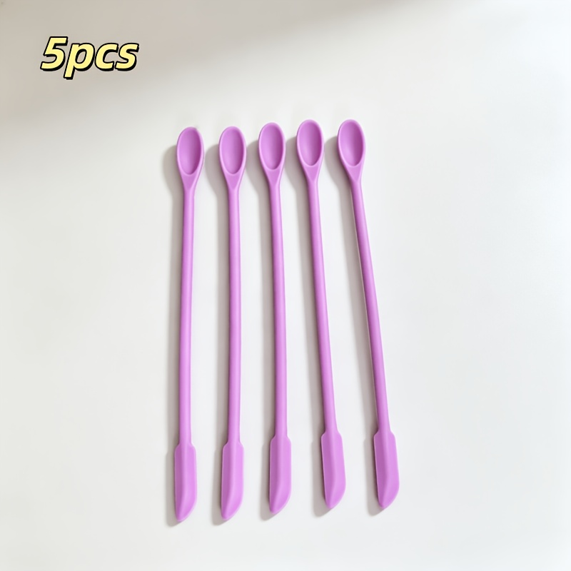 TEMU 5pcs Double-ended Spatula Sticks, Mini Spatulas, Empty Bottle . Can Scrape Residues From Cosmetic Bottles, Foundation, Face Creams, And Lotions.
