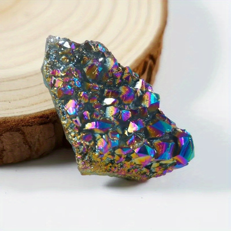 Image of 1pc/rainbow Halo Quartz Amethyst Titanium Halo Crystal Cluster - Natural Crystal Shape With , Used For Jewelry Making, Home Decoration, Diy Crafts, Spiritual Gifts For Her, Birthday Gifts