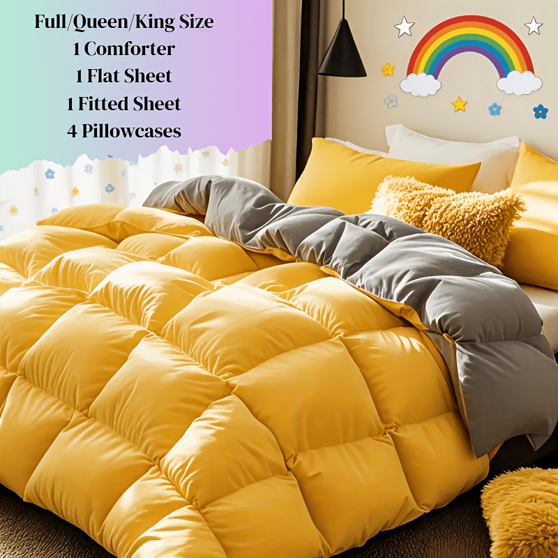 TEMU Cosybay 1pc/2pcs/7pcs Large Comforter Set King Size, Red/ 7pcs Luxury Cool Fitted Sheet Set With 14" Pocket, Queen Size Bed Sheet, 4pcs Large