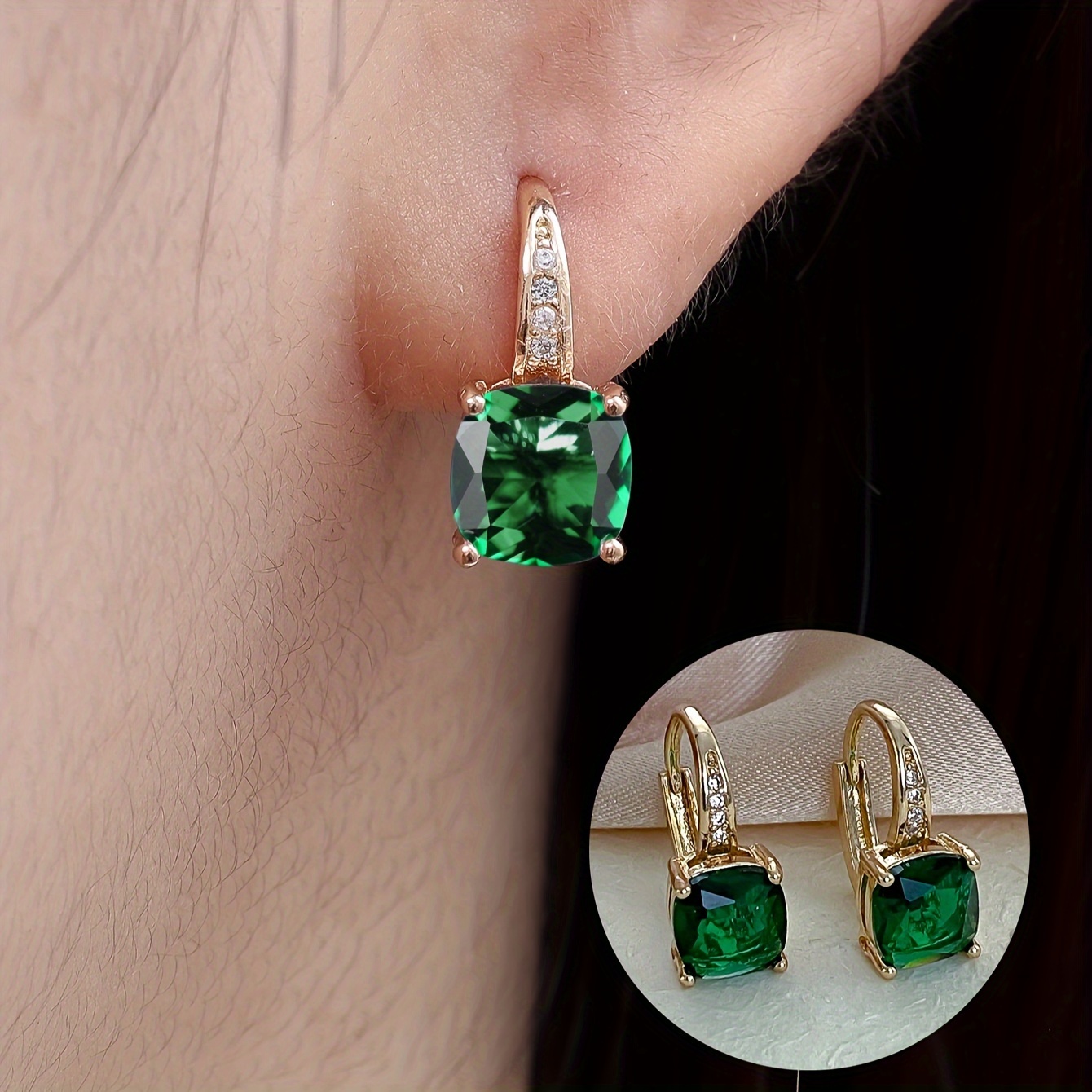 E-shop Temperament All-Match Quadratische Synthetische Zirkonia Ohrstecker Modische Trendy Damen Ohrringe