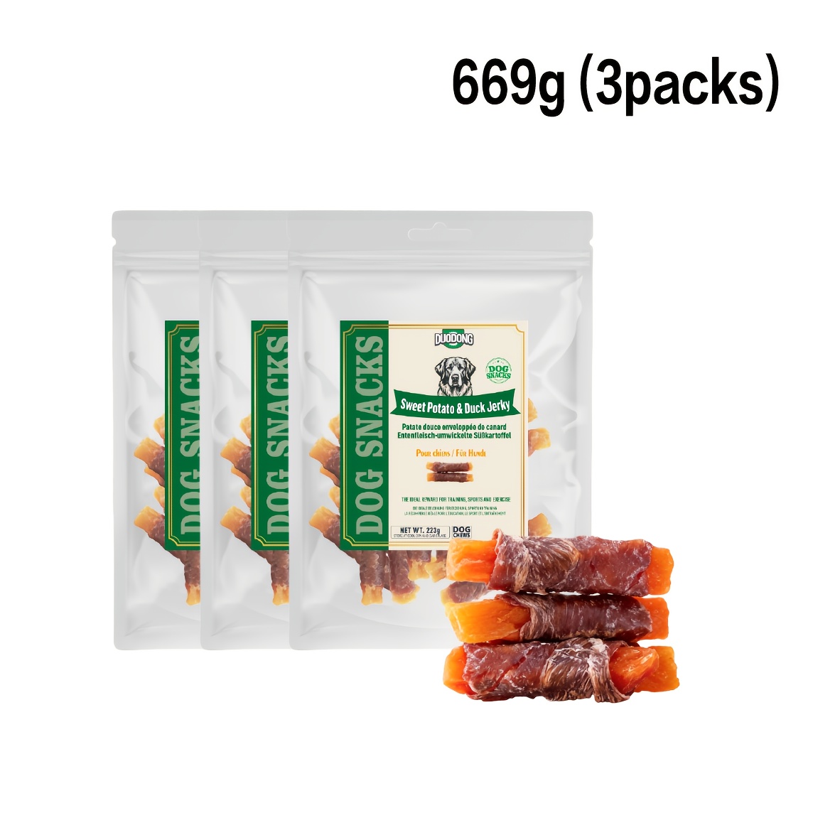 Duck & Sweet Potato Dog Treats, Protein Chews, Healthy Training & Reward Snacks For All Dog Breeds, Rawhide-free High Protein Healthy Snacks