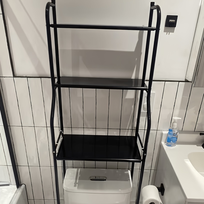TEMU 1pc Toilet Rack, Independent Metal Bath Rack, With Roll Paper , Space Saving Bathroom Organizer And Storage Rack, Above Toilet Rack, Used For