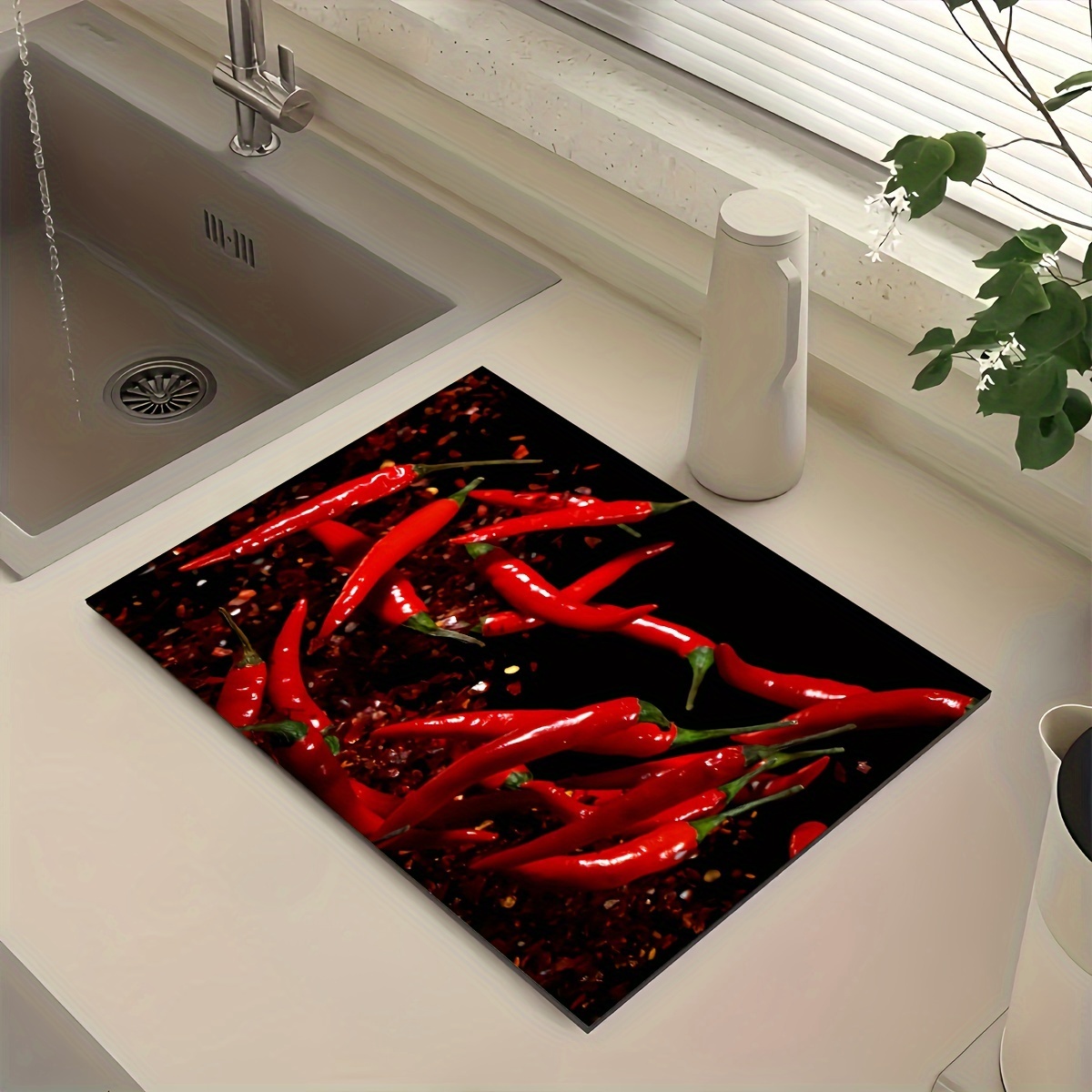 TEMU 1pièce Tapis d'évacuation de cuisine avec design de glace à la crème - Tapis de de l'évier en polyester absorbant et à séchage rapide pour les
