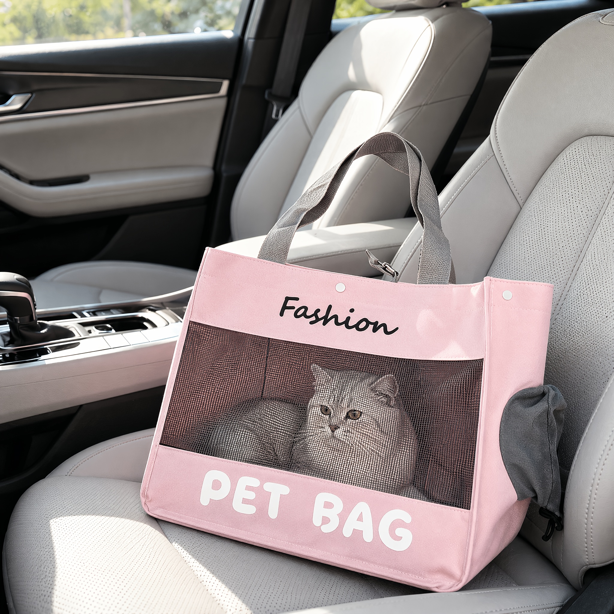 Image of Breathable Mesh Pet Tote Carrier Bag, Head Out Sided Pet Shoulder Handbag, Portable Travel Pet Purse For Small Cat , Outdoor Walking Shopping Trips, 2 Colors Optional | Hundetransport Tasche Lager