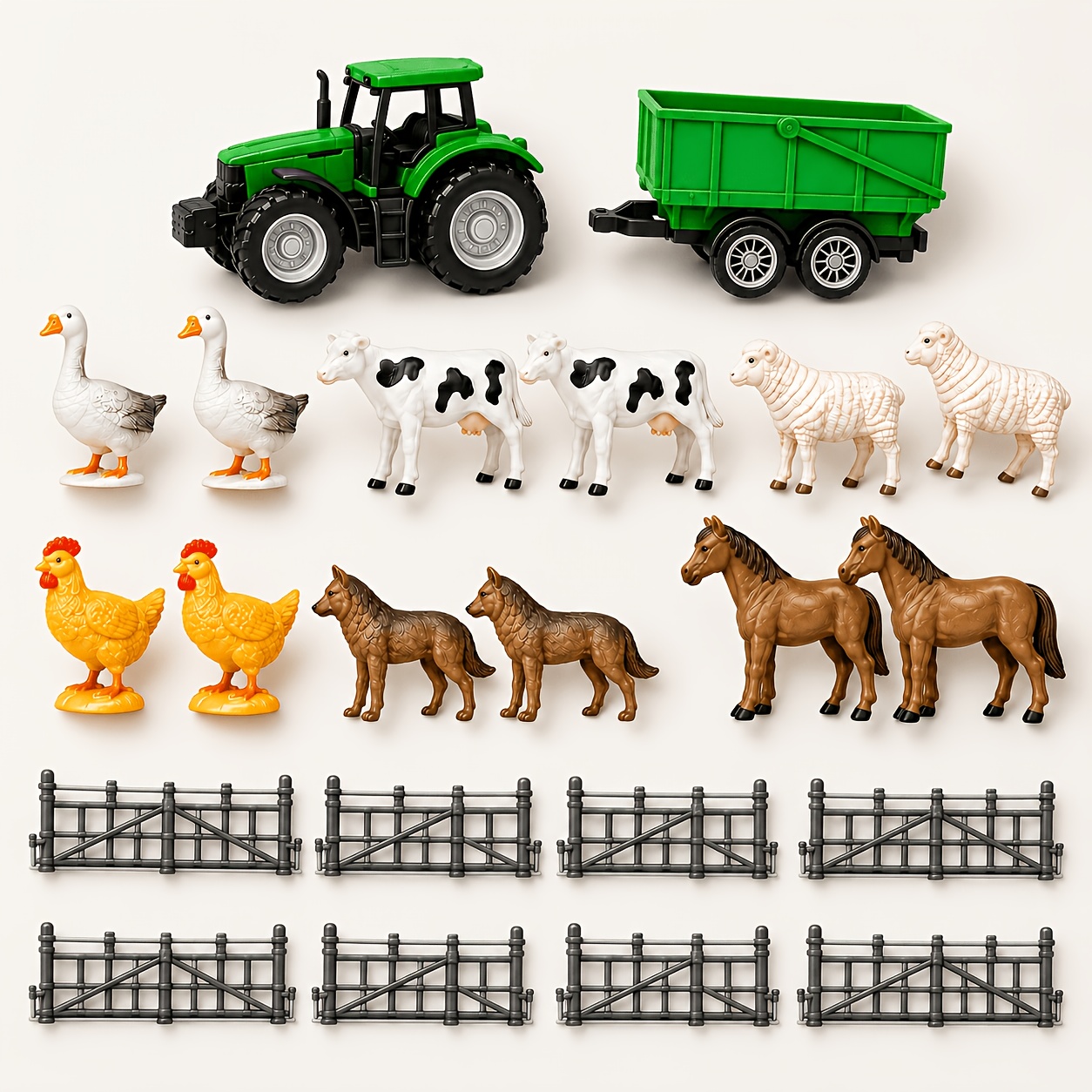 TEMU Lot de 22 articles de fête sur le thème pour enfants, mini jouets d'animaux avec remorque de tracteur et clôtures, à mettre dans les