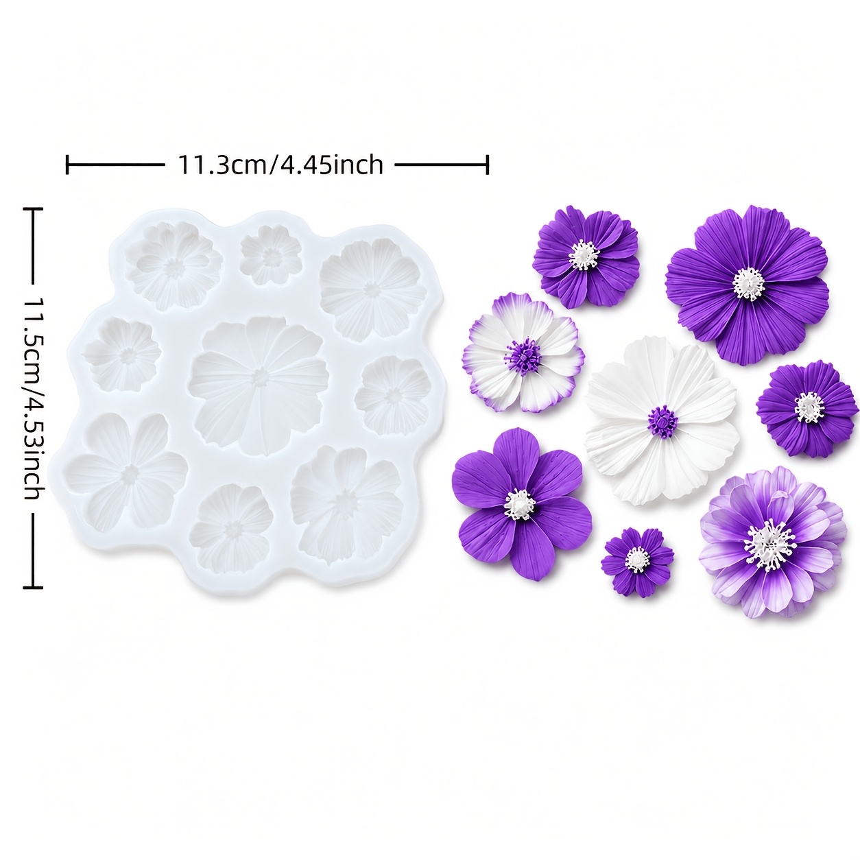 TEMU Moule en silicone 3D Fleur , Moule de moulage multi-espaces Marguerite pour résine époxy, , artisanat parfumé, Moule d'ornement d'applique