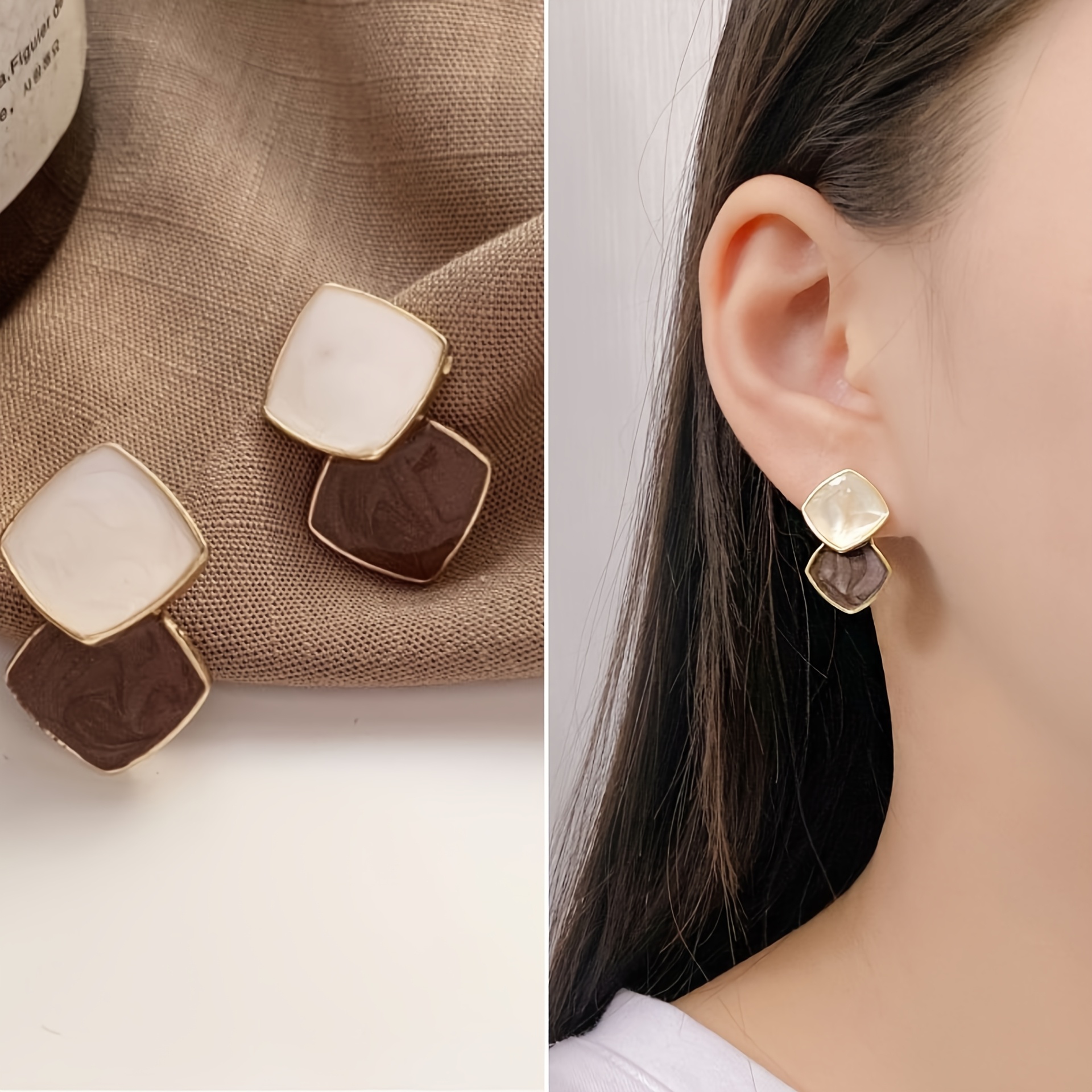 Pair Of Temperament Easy Contrast Stud Earrings, Sweet Girly Individual All-match Small Earrings For Women, Suitable For Wedding, Prom, Music Festival, Holiday Gifting, Daily