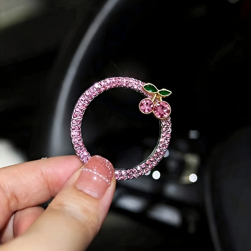 TEMU 1pc Alloy Cherry Button Cover Sticker, Start Decal, Car Switch Sticker, Key Ignition Knob Shiny Ring, Car Interior Decoration