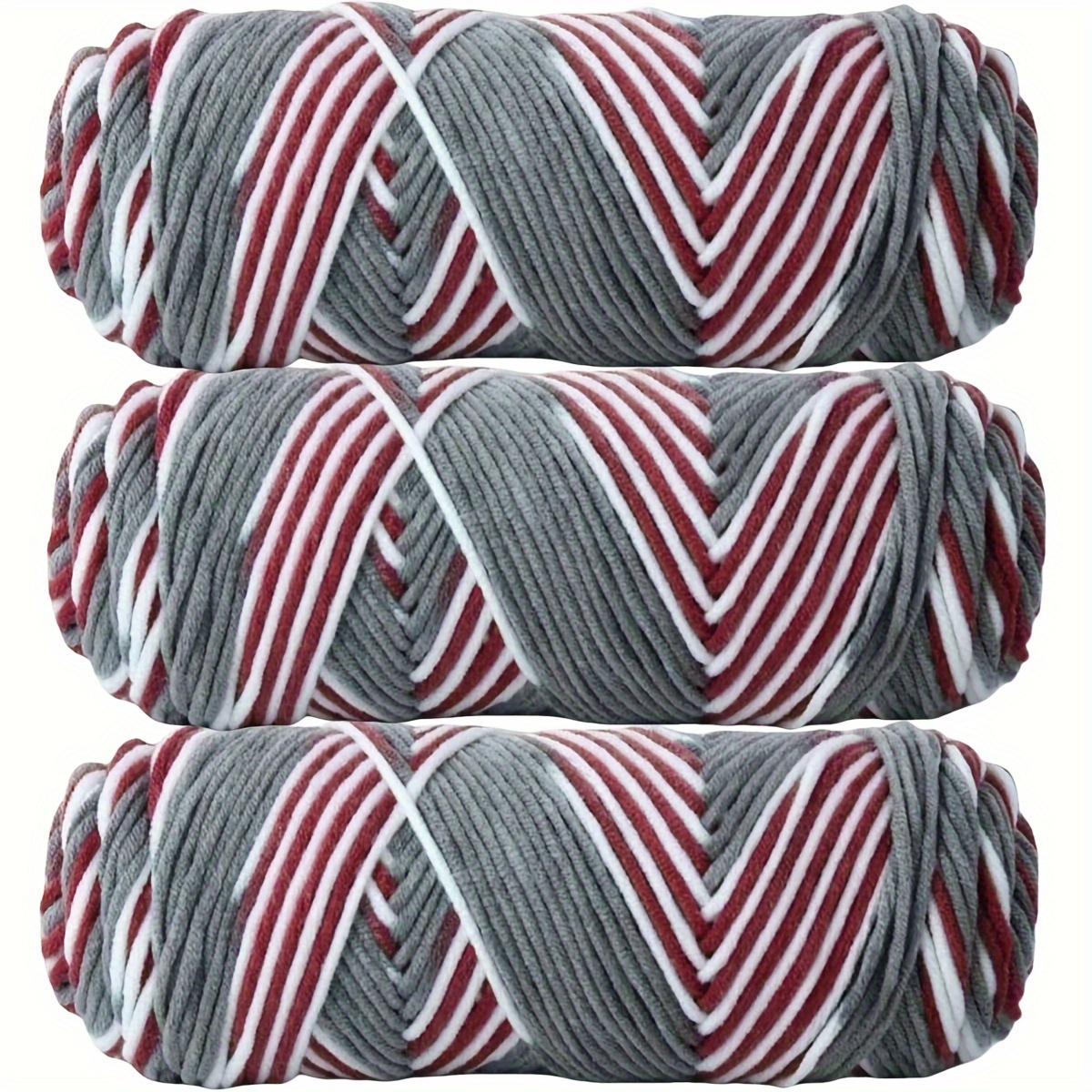 Image of 3pcs Colorful Yarn Bundle - Vibrant 8-strand Medium-thick Yarn For Diy Knitting And Crochet - Perfect For Hats, Scarves, Coats, And Bag Super Soft And Comfortable 285g/10.05oz Total