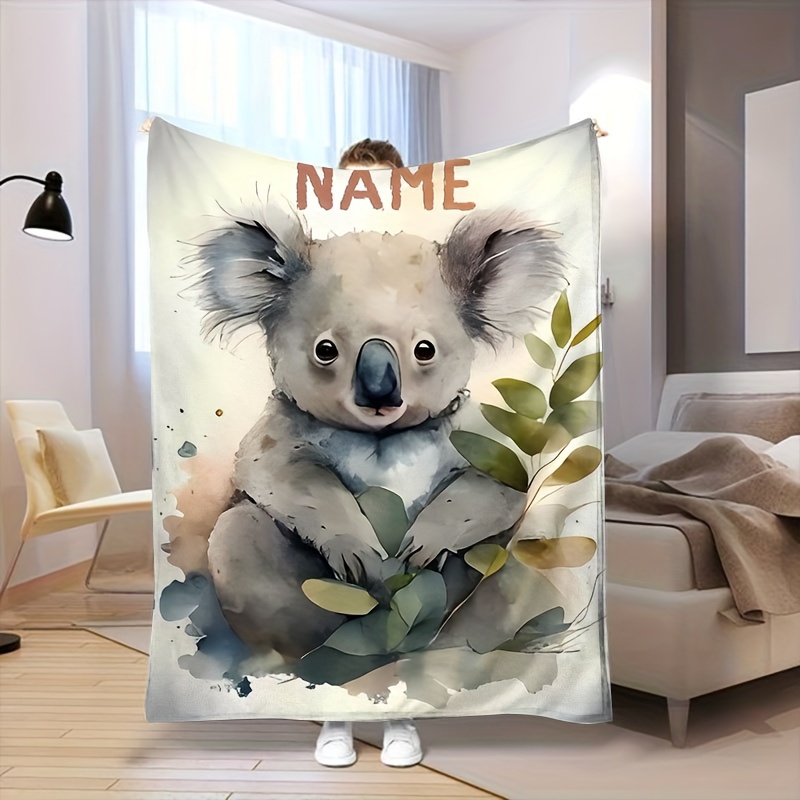 

Koala Art Pattern, Customizable Name, Universal Flannel Blanket Warm And Cozy, Suitable For Boys And Girls