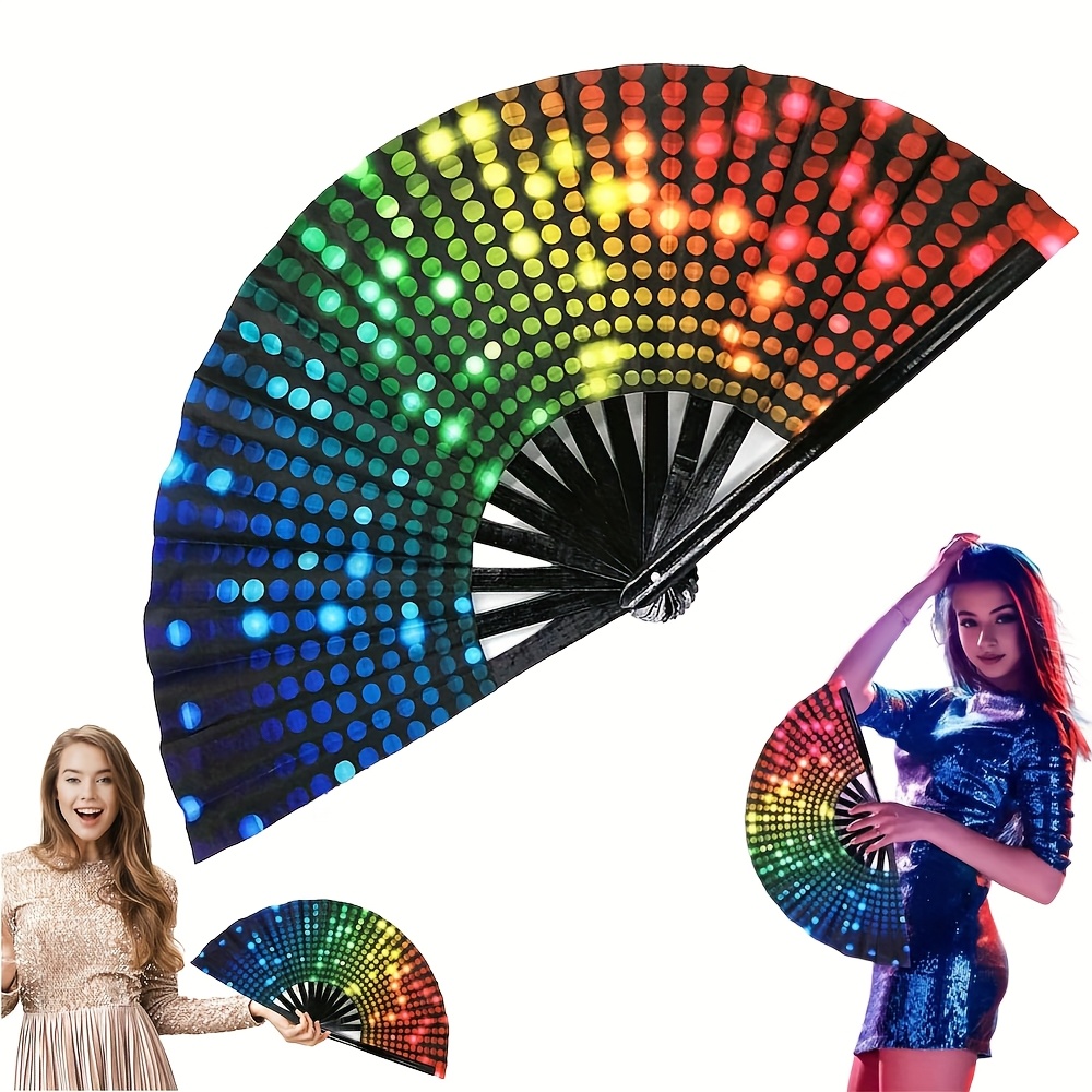 TEMU Popping Fan, Bohemian Style Hand Fans For Line Dancing & Performances, Foldable & Portable