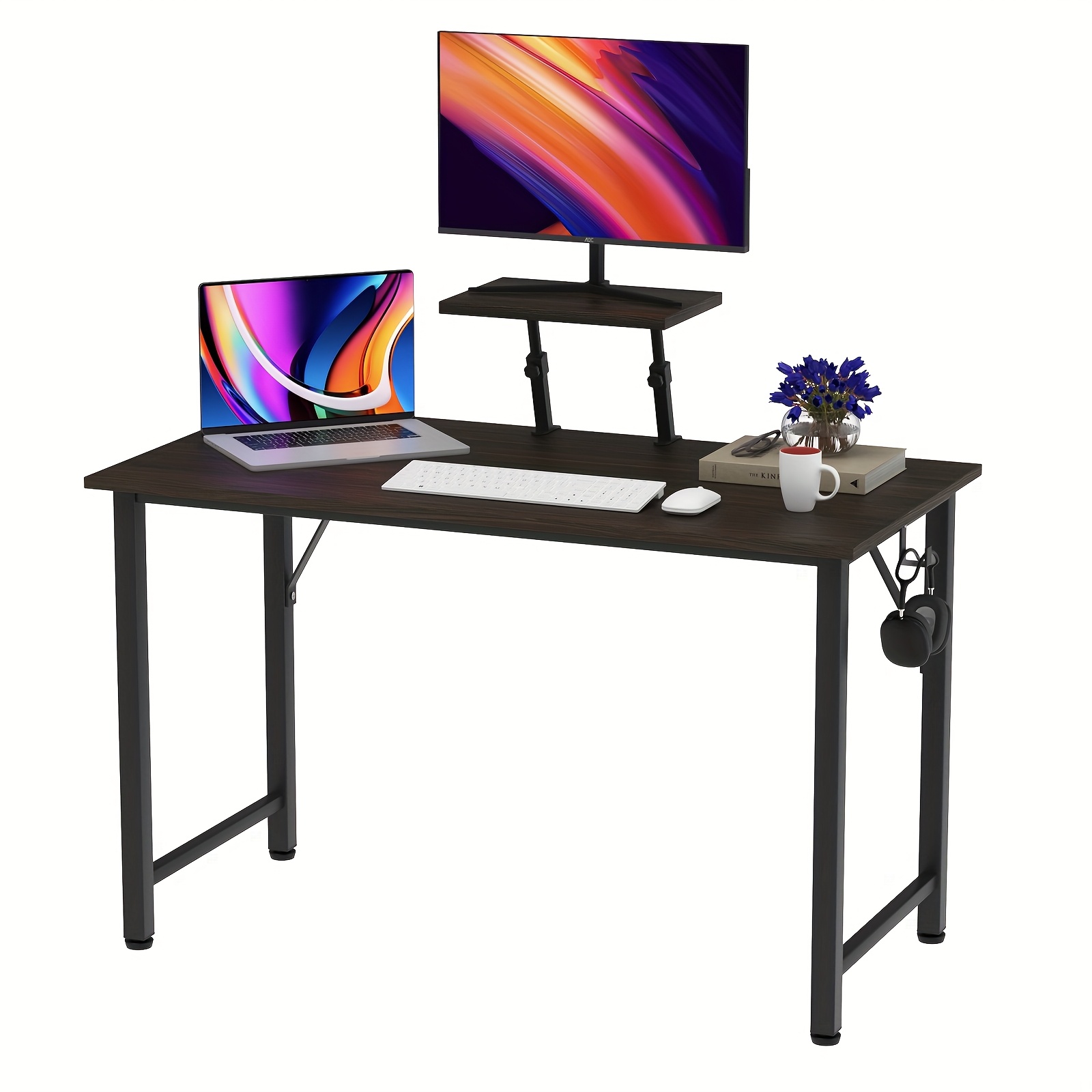 Prostorna risalna miza dimenzij 100X50 cm, zasnovana za pisarniško uporabo s polico za monitor, držalom za slušalke, nastavljivo višino, veli