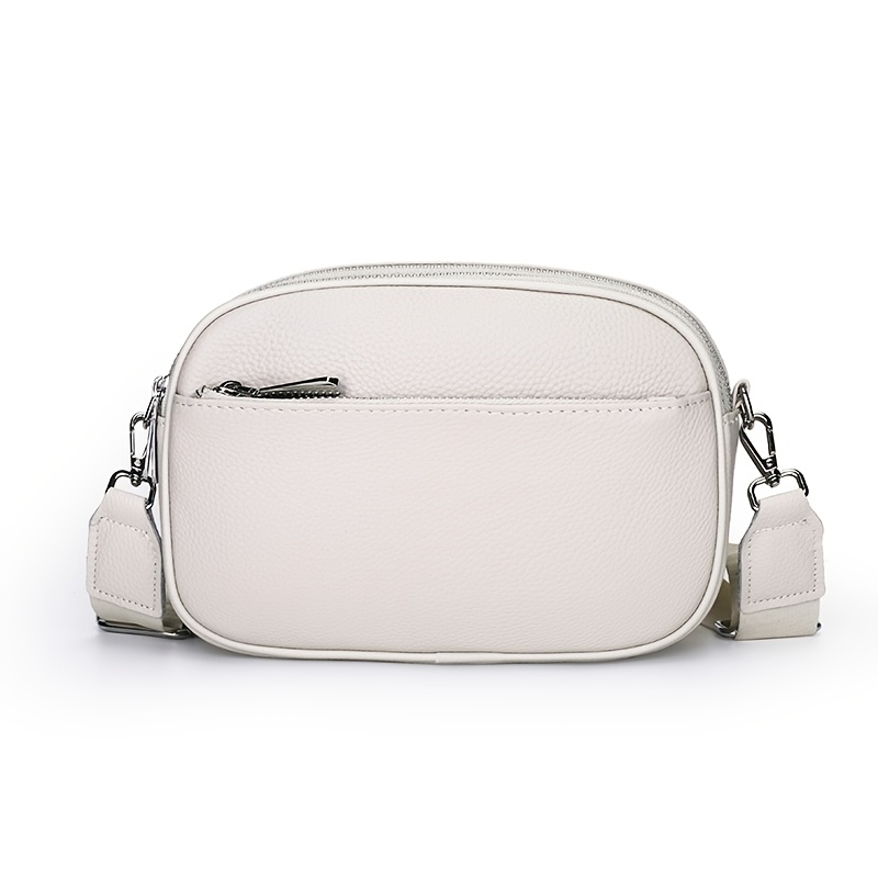 Women's Top-Grain Cowhide Single-Shoulder Bag, Multi-Compartment Crossbody