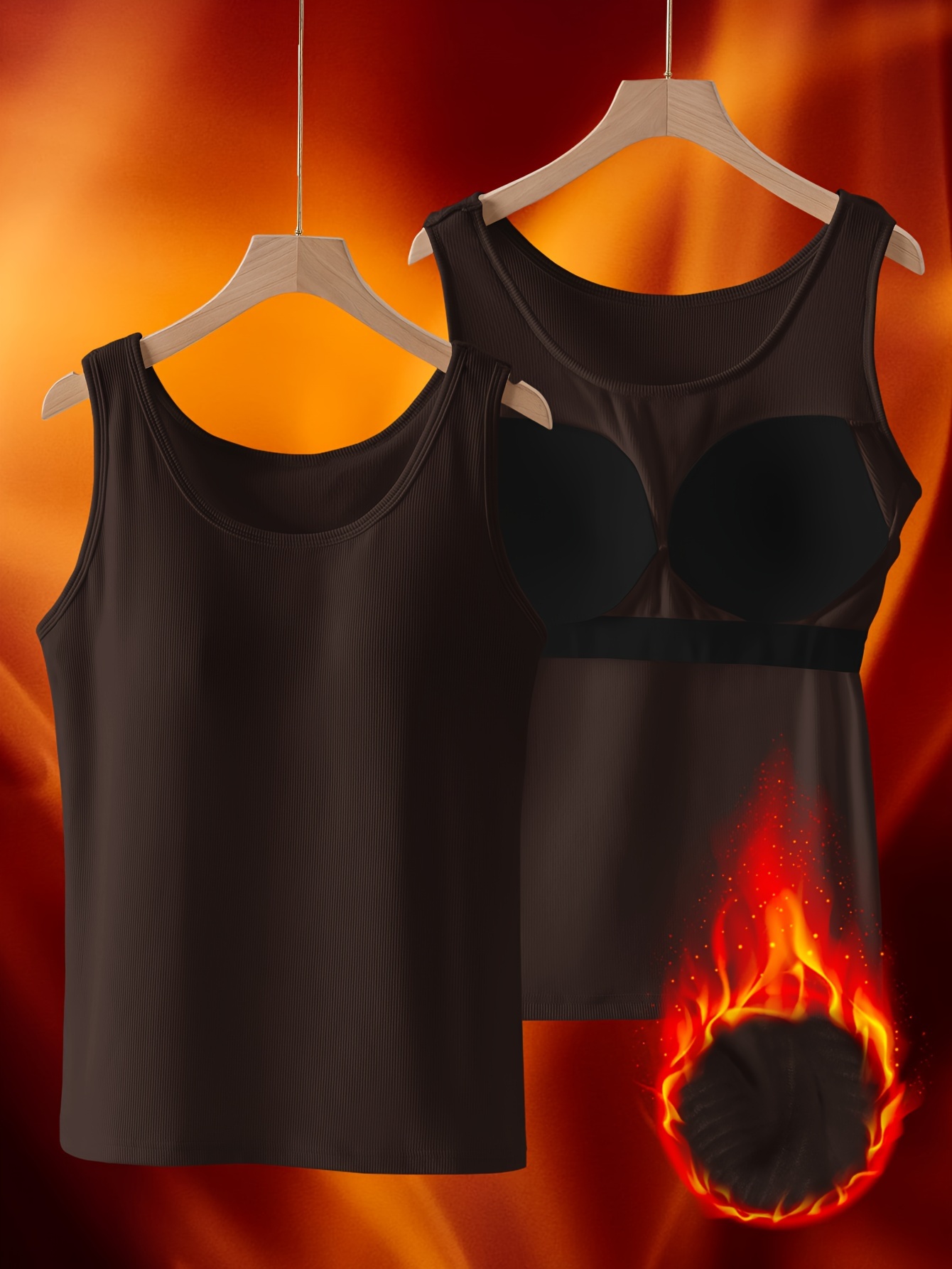 Women's Ribbed Tank Top with Built-in Bra Pads & 2-in-1 Vest Design - No Underwear Needed, Striped Pattern, Hand Wash Only for Workouts & Casual Wear, Casual, Clothing, Modern, Durable Fabric, Comfortable Fit, Clothing, Stylish, Soft Material, Women