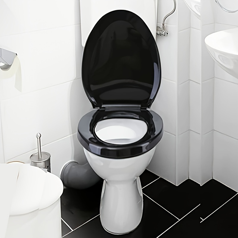 

1pc Black Toilet Cover V-shaped, Slow Sitting, Silent Toilet Cover, Thickened Slow Moving Toilet Cover, Household Bathroom Toilet Seat, Plastic Cover, Anti Pinch