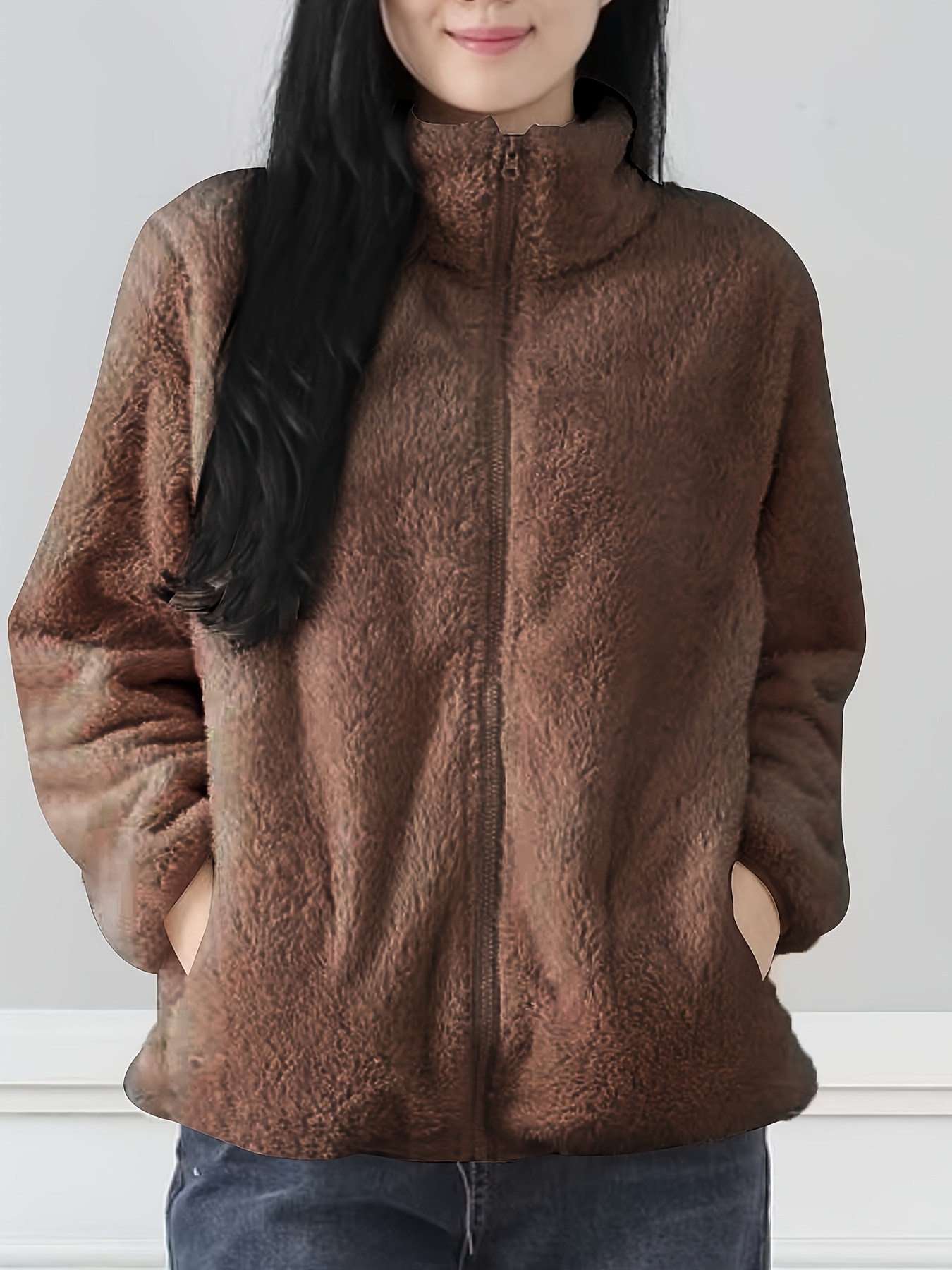 Oferta Prime GENERICO Abrigo De Lana Con Cremallera Para Mujer 03