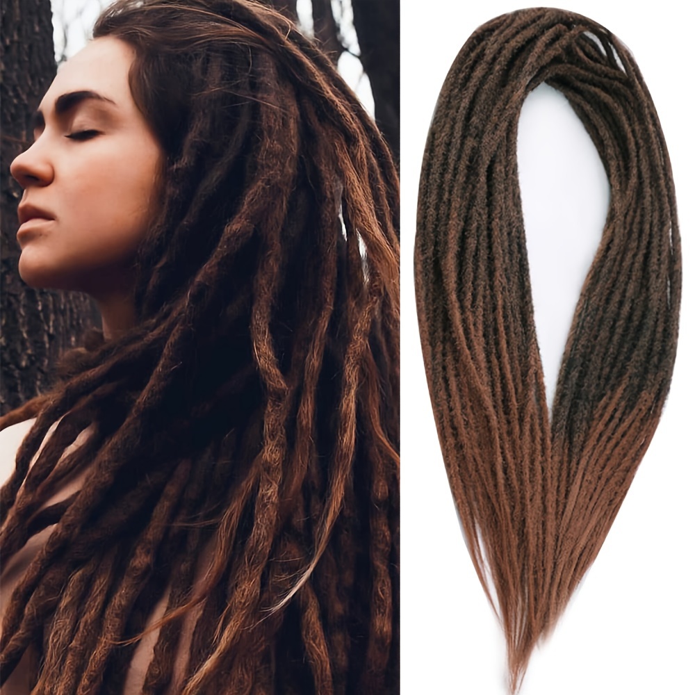 22 Inch Double Ended Dreadlocks Extensions For Women 10 Strands Handmade Locs Crochet Hair Braids Synthetic Thin 0.6cm Hippie Dreadlock Extensions