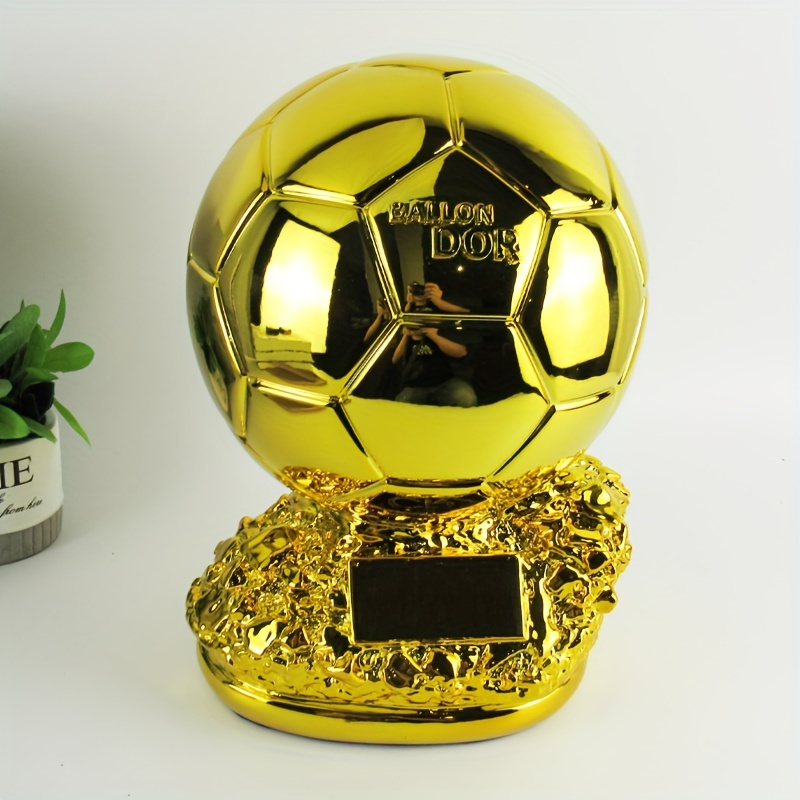 golden soccer trophy model handmade resin football trophy with   engraved elegant design for home decor sports awards or collectible gift soccer room decor