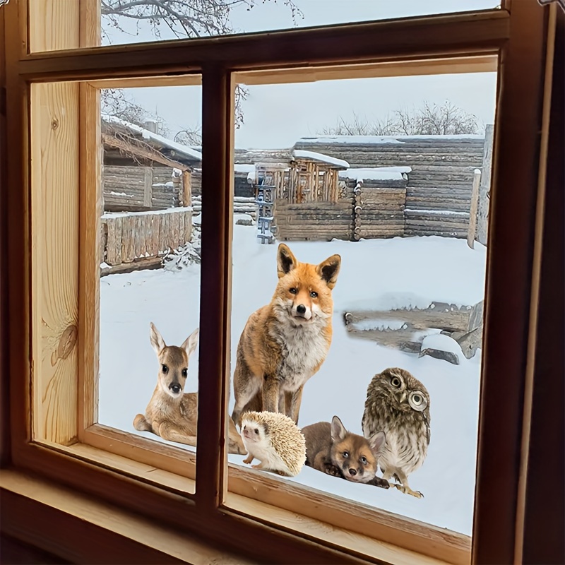 1pc Fox & Deer Window Cling - Contemporary Pvc Self-adhesive Wall Decal For Home Decor