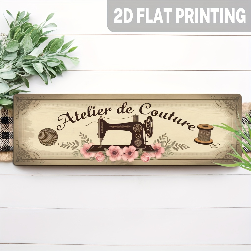 TEMU Plat 2D, 1 pièce, Panneau mural Atelier de Couture style vintage français sur le thème de la couture , chambre, salon, cuisine, entrée, panneau