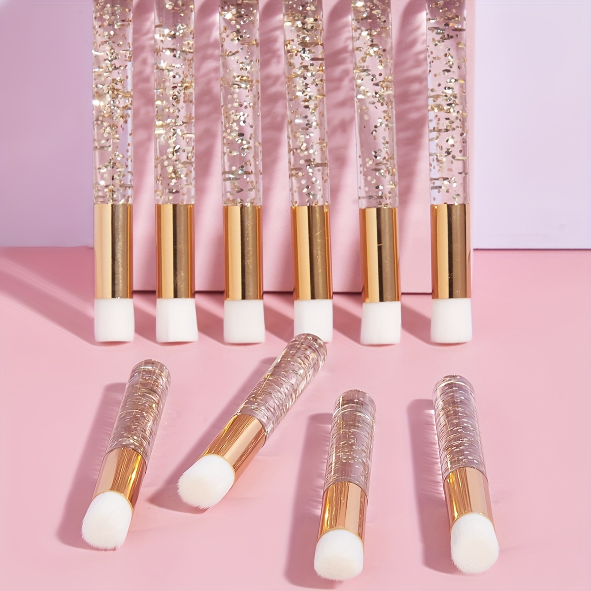 TEMU 10pcs Baopinger Portable Unscented Nylon Bristle Makeup Eye Lash Cleaning Wand Brush, Soft Bristles, Abs Plastic Rod, With Nose Remover Deep Cleansing Pores, For Normal