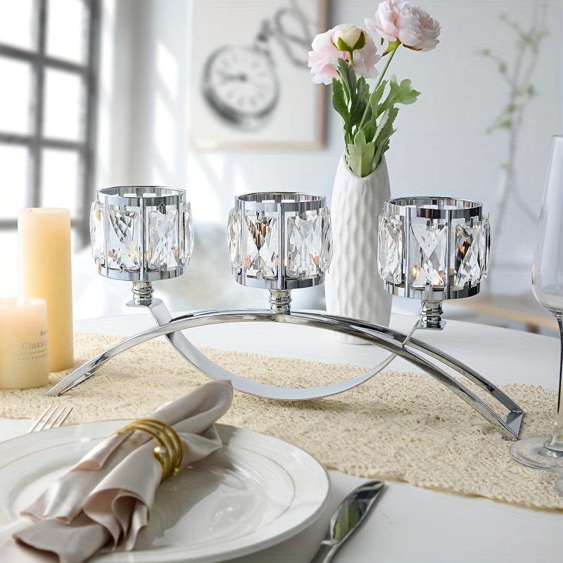 European Modern Crystal Glass Creative Candlestick (candle Not Included) Home Romantic Tableware Candlelight Dinner Decoration Prop