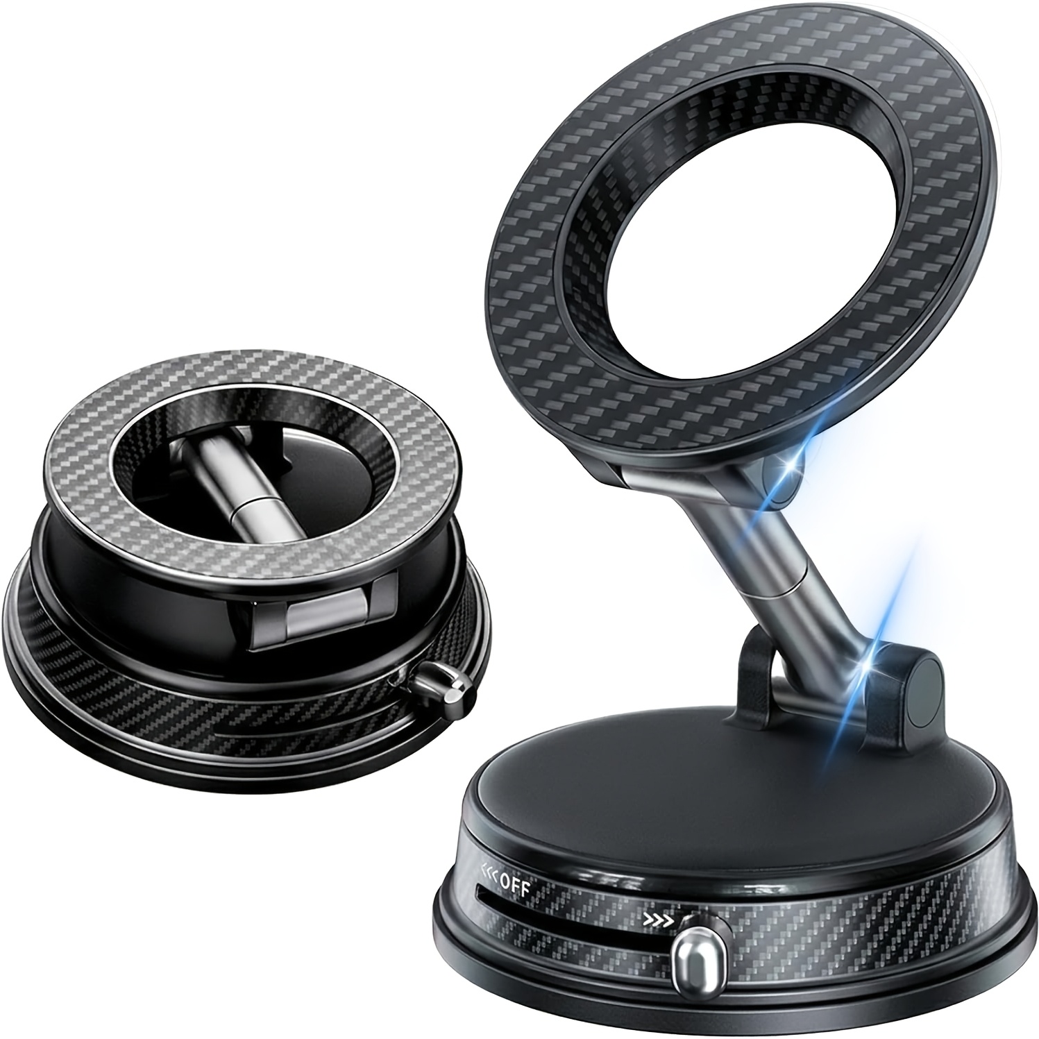 TEMU Support de téléphone magnétique pour voiture MIRACASE-Lite avec base à ventouse puissante, support de de bord pliable et réglable à 360°,