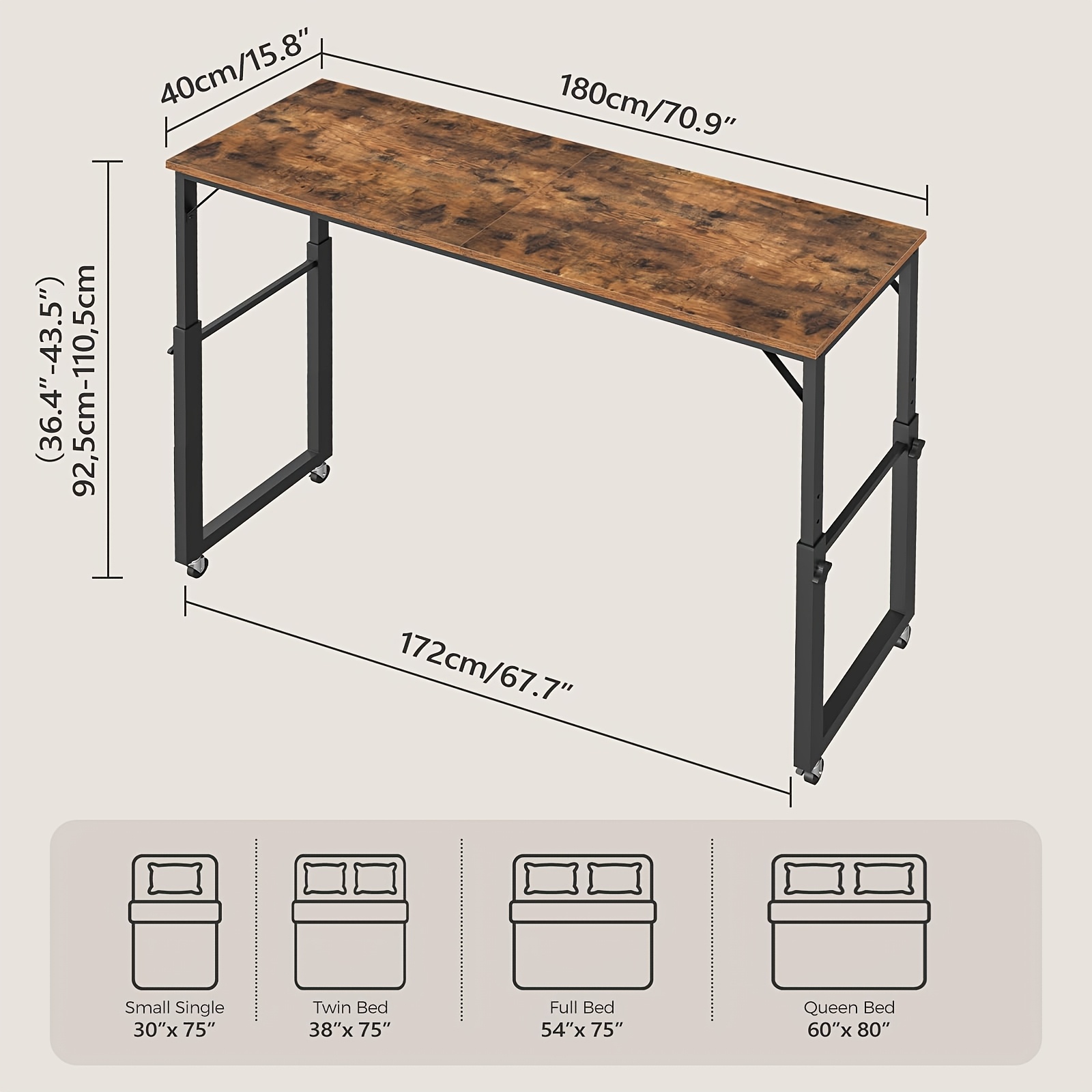 Mobile Bedside Table For Laptops, Adjustable Height With Wheels, Perfect For Use In The Bedroom, Living Room, Or Office, Featuring A End