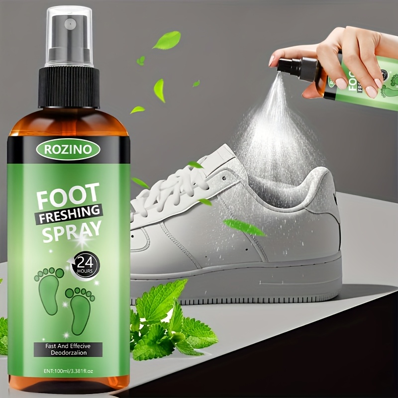 ROZINO Foot Freshening Spray - Hypoallergenic Odor Control, Long-Lasting 24-Hour Freshness, Fast-Acting Deodorizer for Feet, Shoes, Socks - Non-Greasy Formula, Safe for Sensitive Light Beige - Travel-Friendly Bottle for Gym, Office