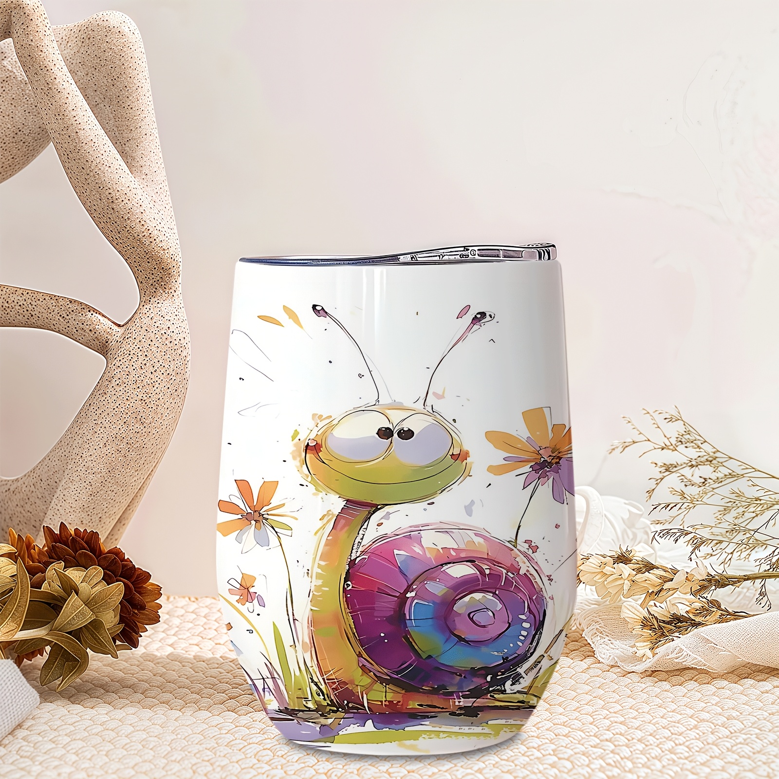 Single-pack Insulated Tumbler, Cartoon Snail Eggshell Cup, Food-grade Stainless Steel Material, Drinks Hot Or Cold, With Lid, . Suitable For Kitchen, Camping, Picnics - For A Graduation Gift