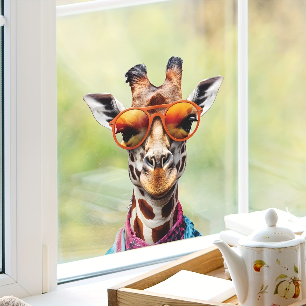 Giraffe Window Cling Stickers Sunglasses Gift Window Decal Temu Australia