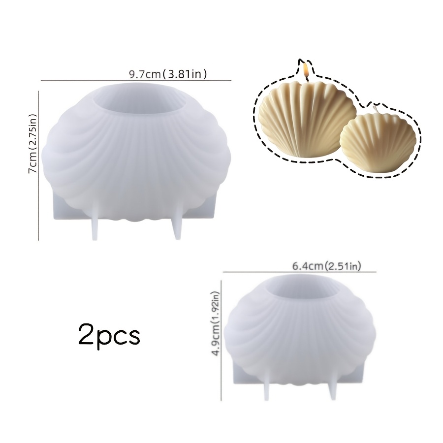 TEMU Diy Resin Silicone Mold 2pcs Set Ocean Shell Large & Small Candle Decorative Molds For Making Resin, Gypsum, Candles,, Home Decor, And Silicone