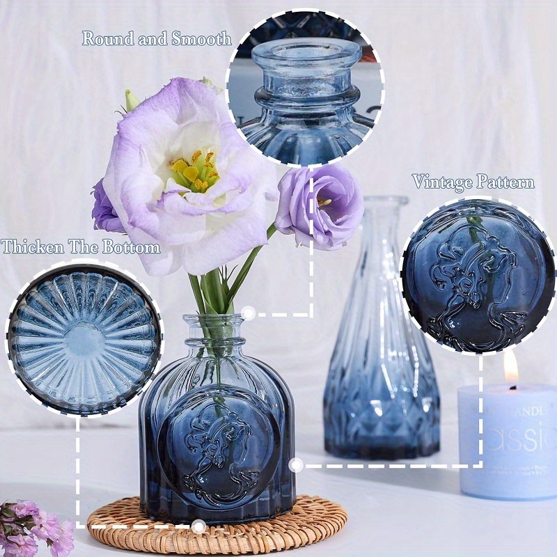 Set van 12 glazen knopvazen, heldere knopvazen in bulk, kleine vazen voor centerpieces, mini vintage vaas voor bloemen, rustieke bruiloft, tafeldecoraties voor thuis