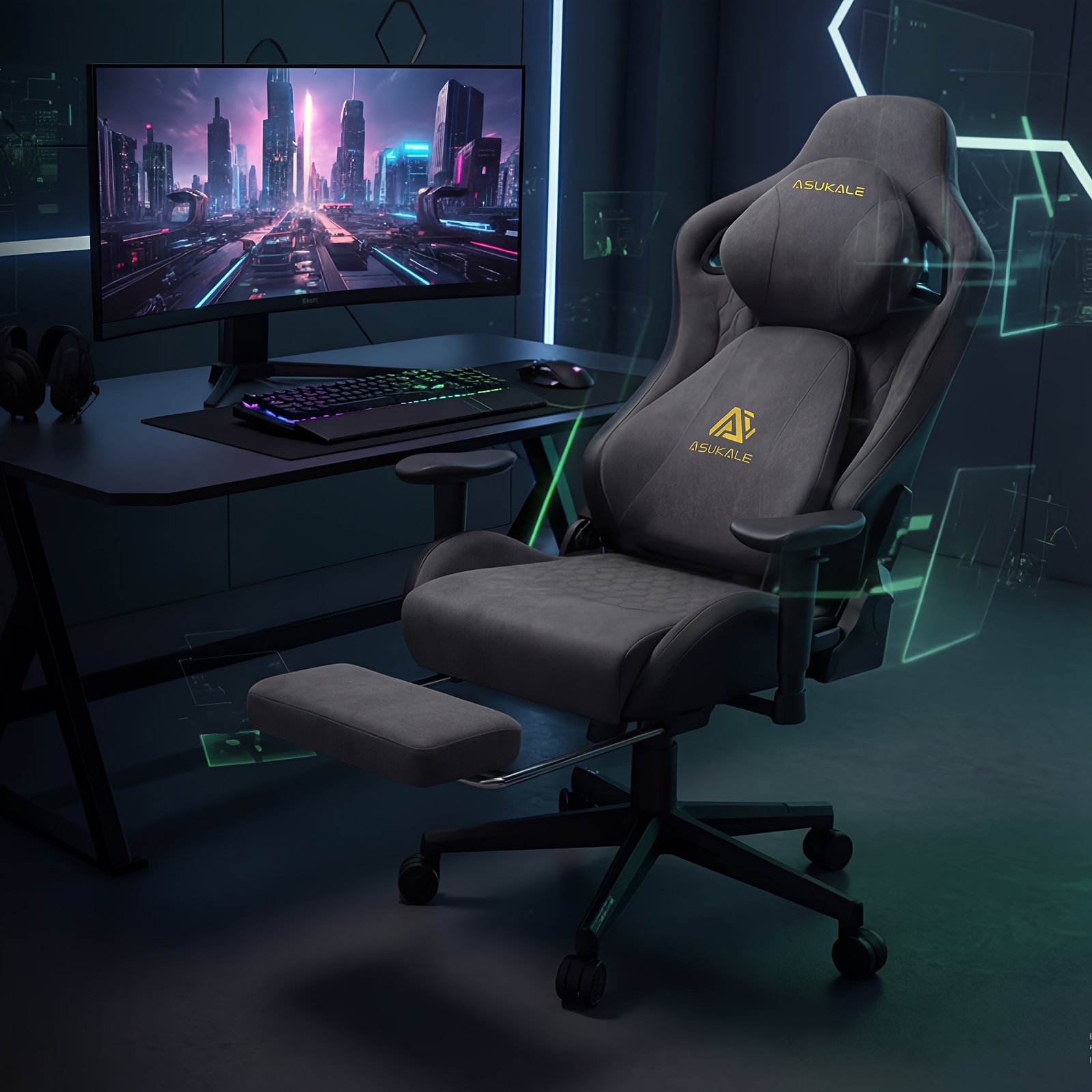 Silla Ergonómica de Oficina y Gaming con Reposapiés - Silla Ejecutiva Giratoria Ajustab...