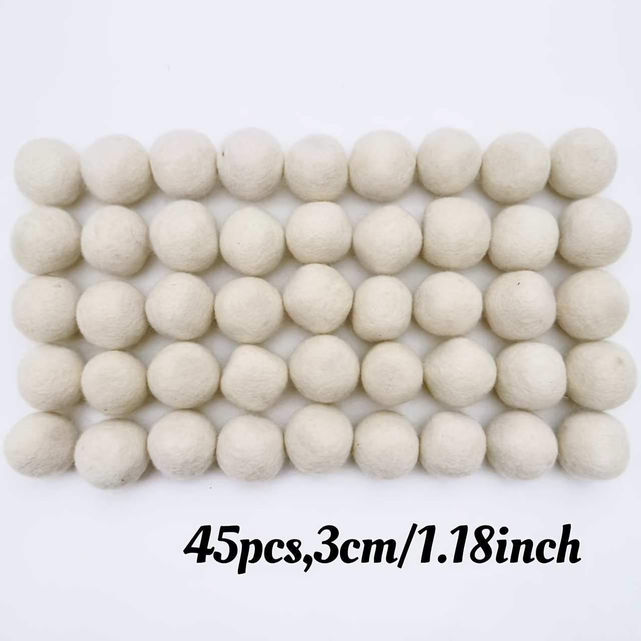 45pcs, 3cm/1.18inch, Felt Balls Wool Pom Poms Hand Felted Pompoms For Crafts, Felting, Garland, Decor, Party
