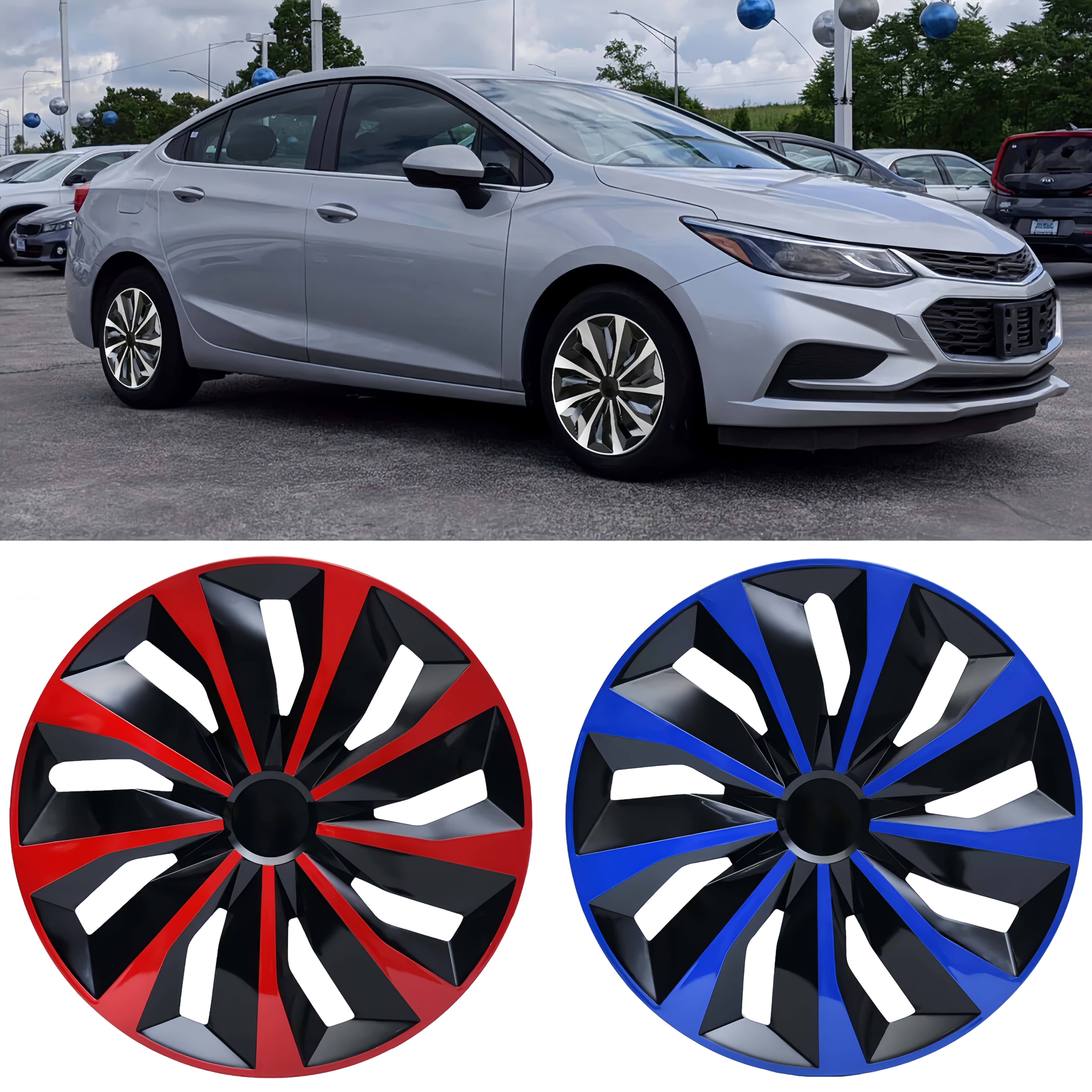 UEIOAVL Cache-moyeux, Lot De 4 Enjoliveurs De Jantes Colorés