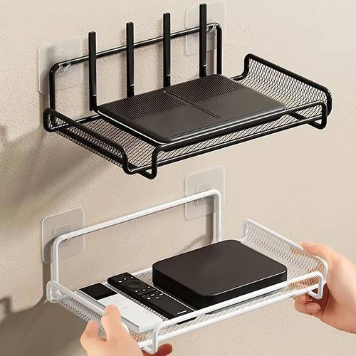 metal hanging router shelf multi purpose wall mounted storage rack brushed no drilling required modern wifi organizer stand for modem cable box practical shelf chic gift for christmas thanksgiving new year travel and holidays