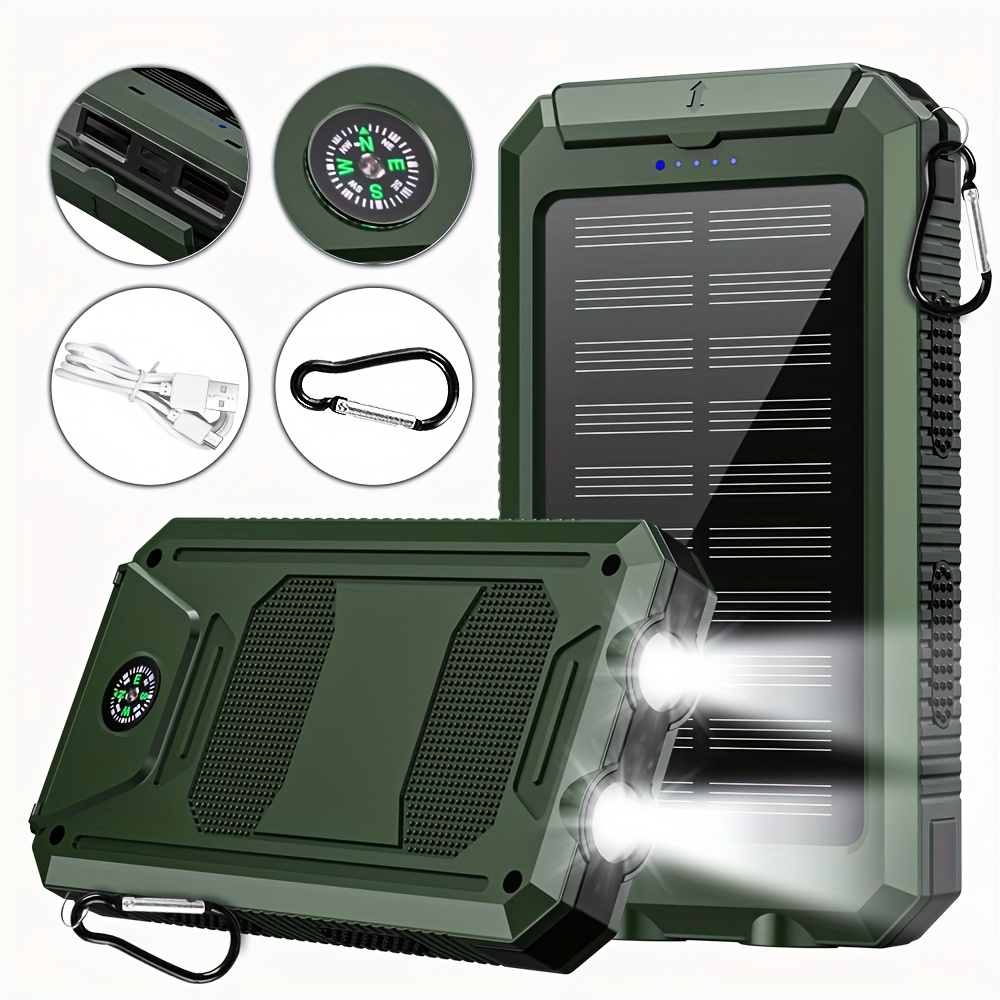Batterie Externe Solaire Riapow 20000mAh – Chargeur 3 Ports USB + Charge Rapide – Orange/Bleu