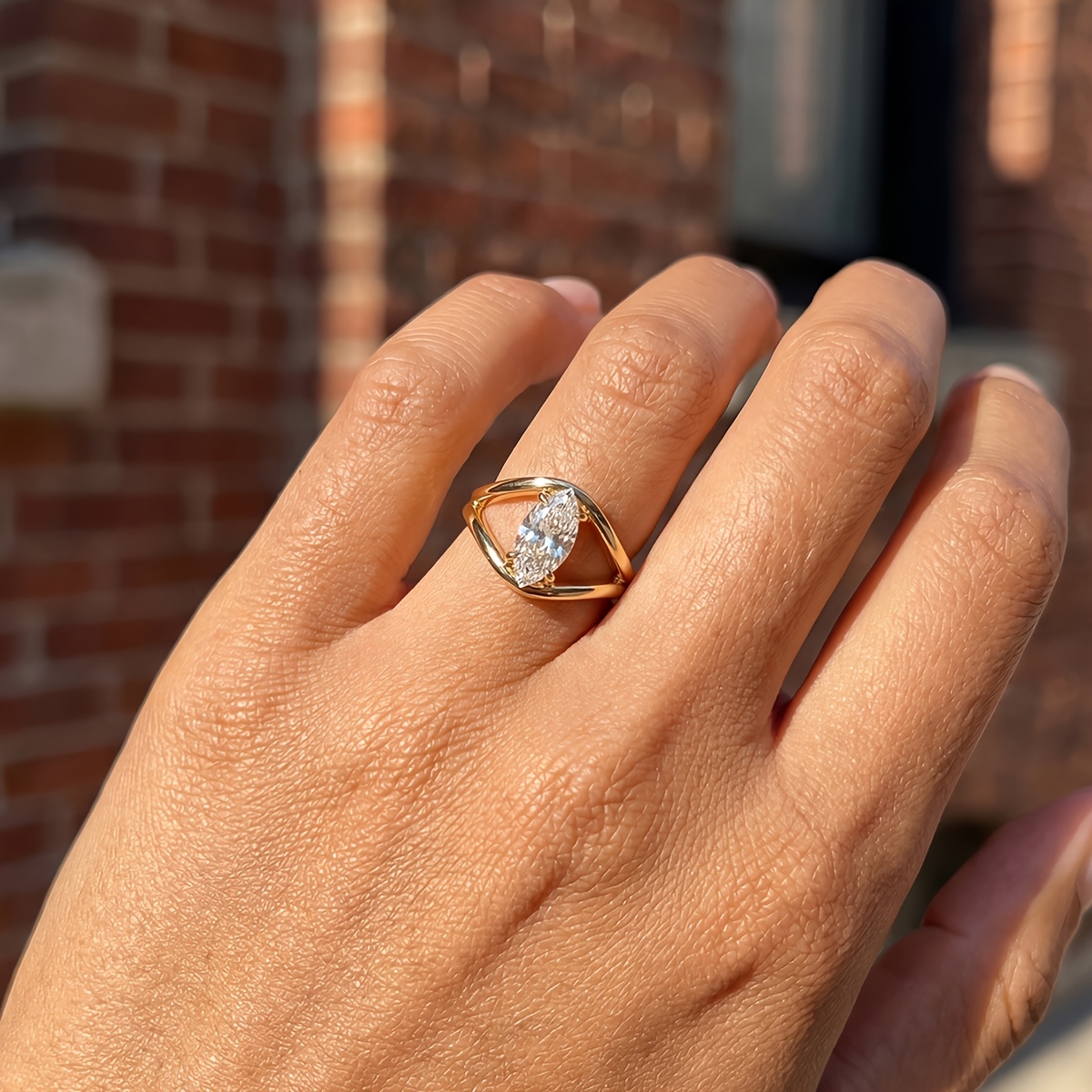 Women's Hollow Marquise Ring, Elegant Gift for All Occasions