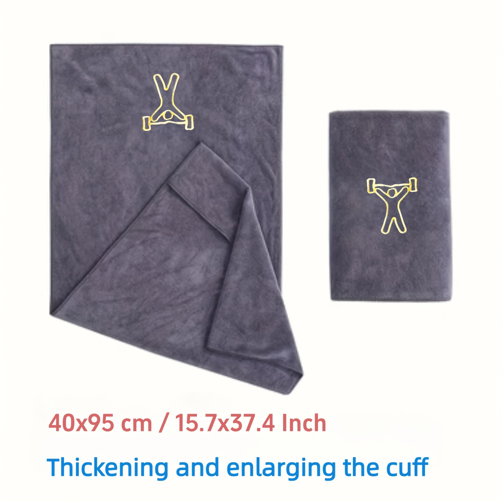 TEMU 1/2pcs Ultra-absorbent Men Women Sports Quick-dry Towel - Embroidered Sports Towel With Equipment Sleeve Design - Used As Mat, Blue, Gray
