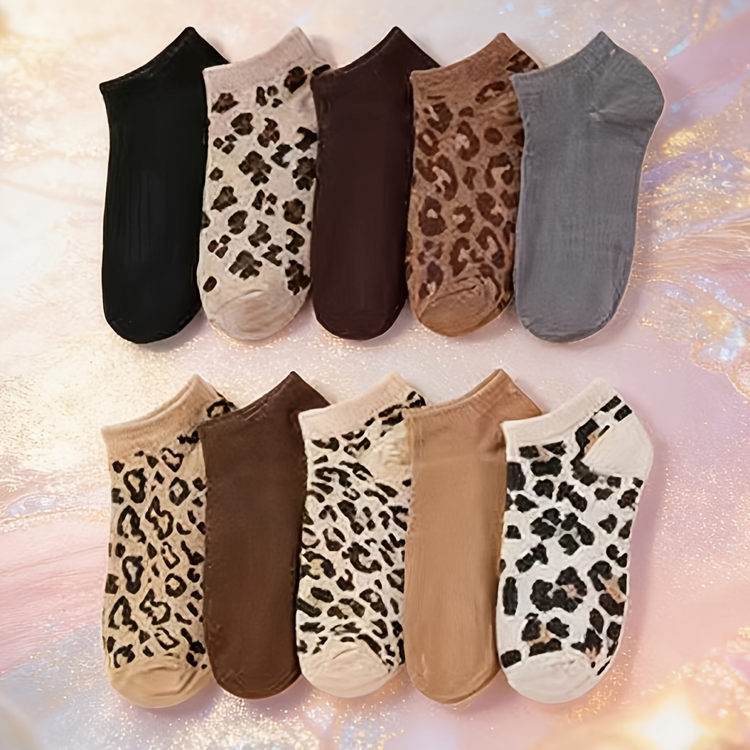E-shop Mischfarben - 10 Paar modische Socken mit Leopardenmuster, weich, bequem und vielseitig