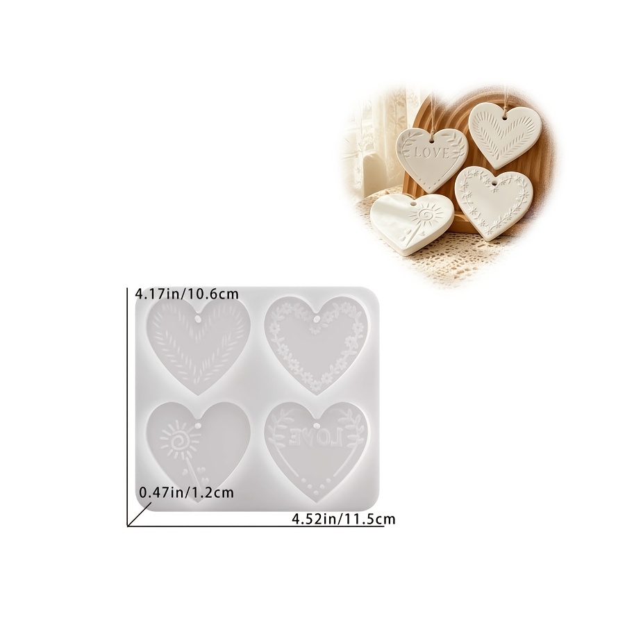 Diy Resin Mold For Selling A 4pcs Heart-shaped Pendant Ornament Mold Suitable For Making Dropper Gypsum Candles, Products, Home Decoration Tables, And Silicone Molds