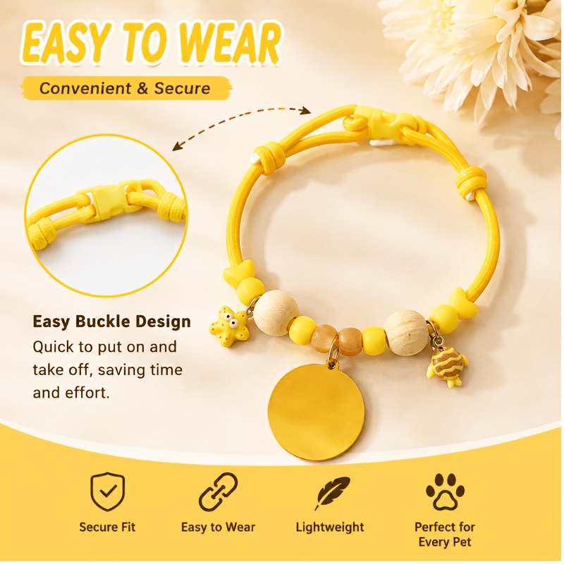 Custom Dopamine Pet Collar with Handmade Braided Stainless Steel Tag