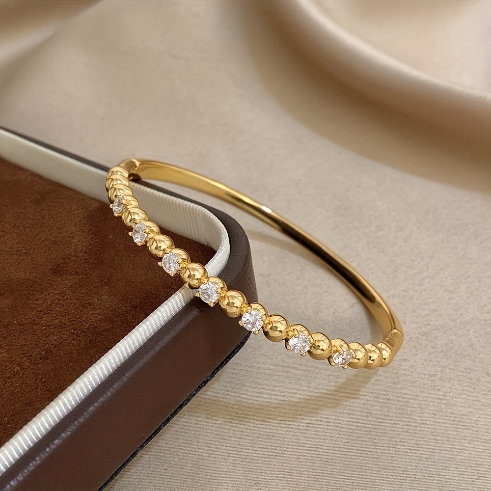 Women's Beaded Thin Bracelet with Synthetic Zirconia, Gift