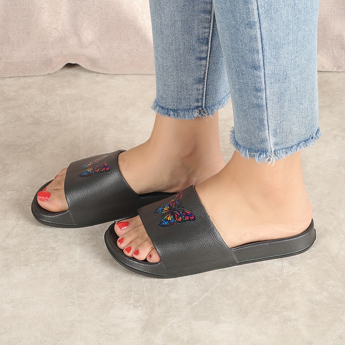 womens summer eva slide sandals with vibrant   print lightweight durable and comfortable thick sole for indoor outdoor wear casual slip   indoor footwear vibrant sandals eva material Product details 2