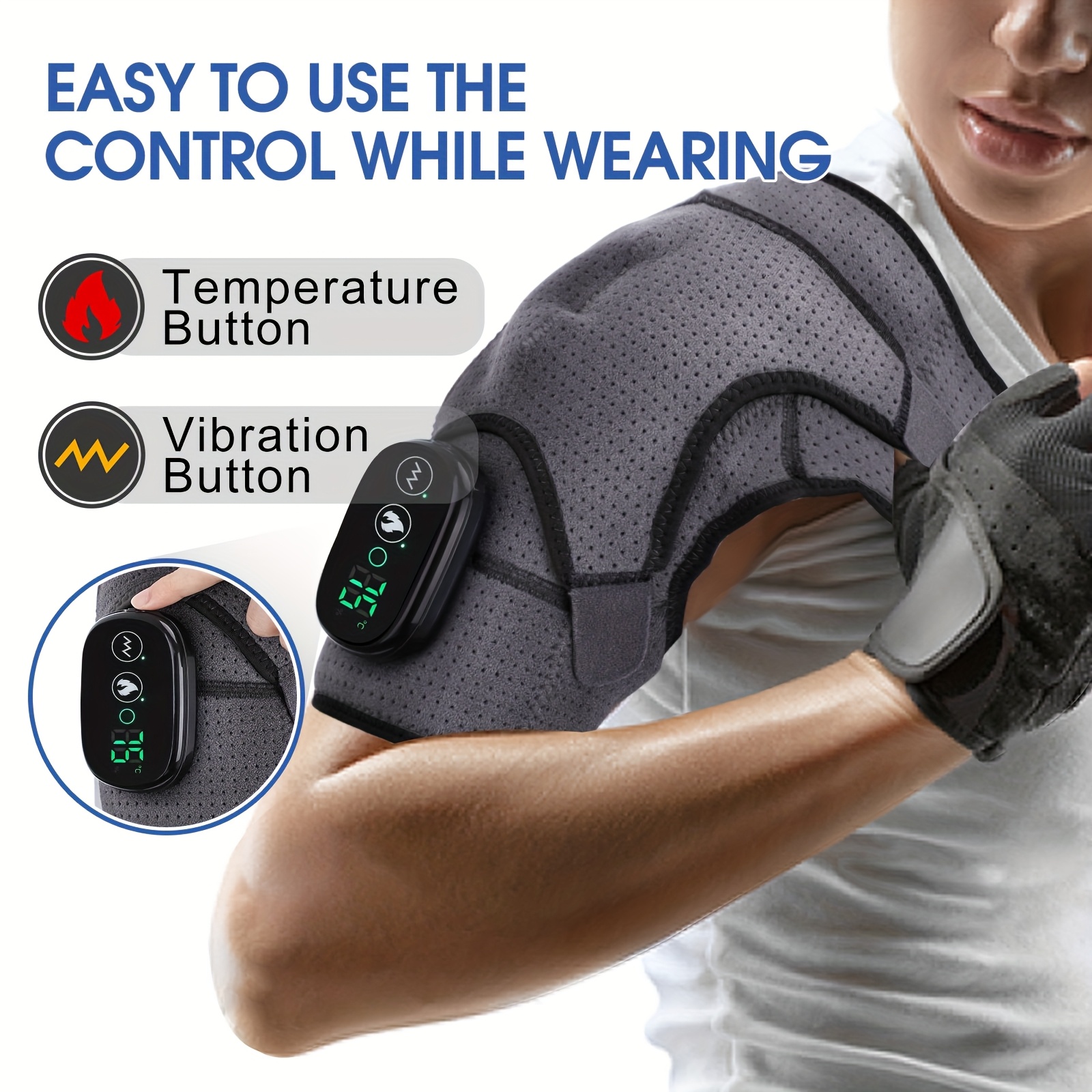 Professional Heated Shoulder Massager Belt - Cordless Electric Vibrating Relax with 3 Heat Settings & Adjustable Straps for Targeted Left/Right Shoulder - Unisex Design for Men & Women, Massage Tools
