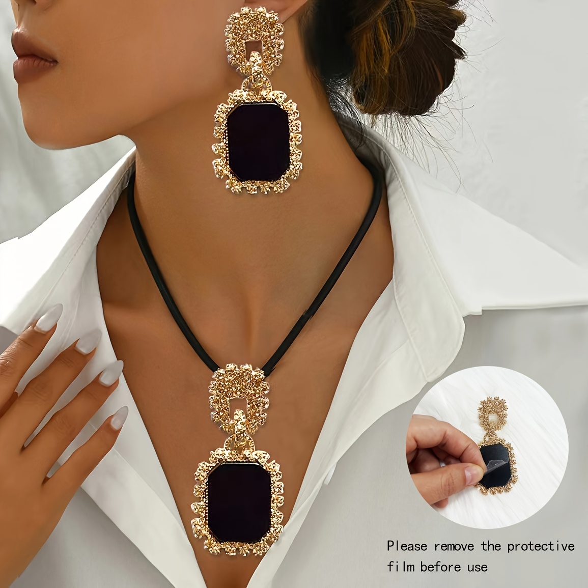 black necklace women sold on Temu United States