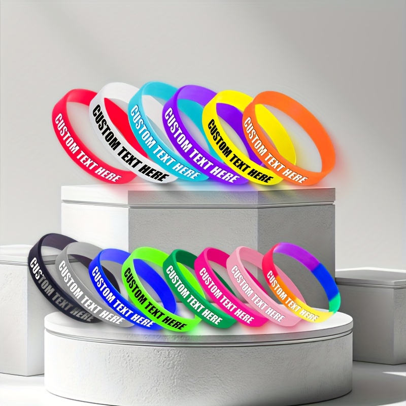 15pcs Custom Silicone Wristbands with Letter Patterns