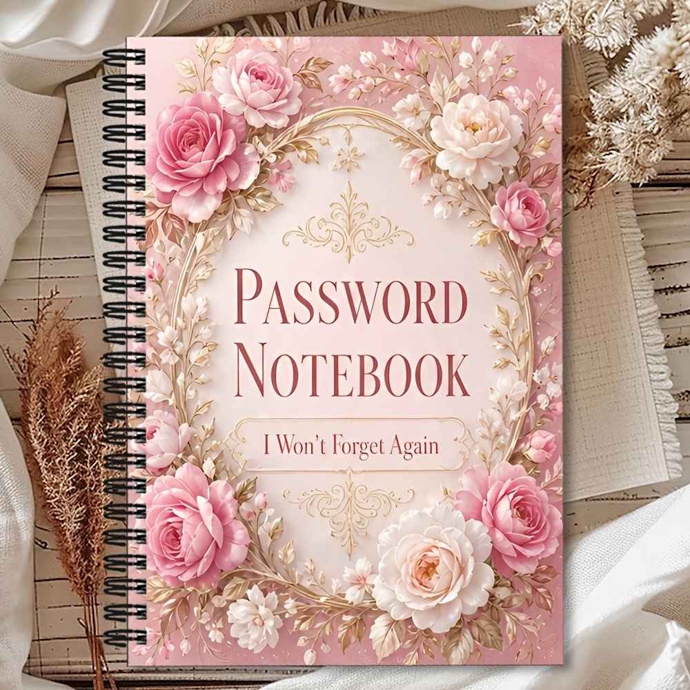 TEMU 1 5.5x8.3 Inch Password Notebook, Address Book, : Elegant Blush Pink Password Notebook, Aesthetic Vintage Password Organizer For Storing Website