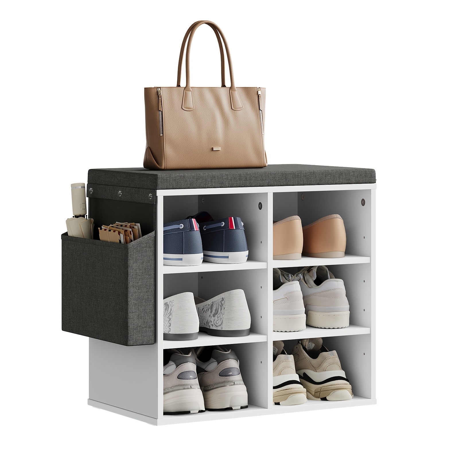 1pc Shoe Changing Bench, A Shoe Rack With A Long Bench, Shoe Storage Bench With Compartments, Suitable For , Corridors, And Bedrooms